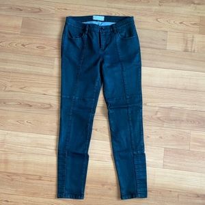 FREE PEOPLE Black Moto Skinny Jeans